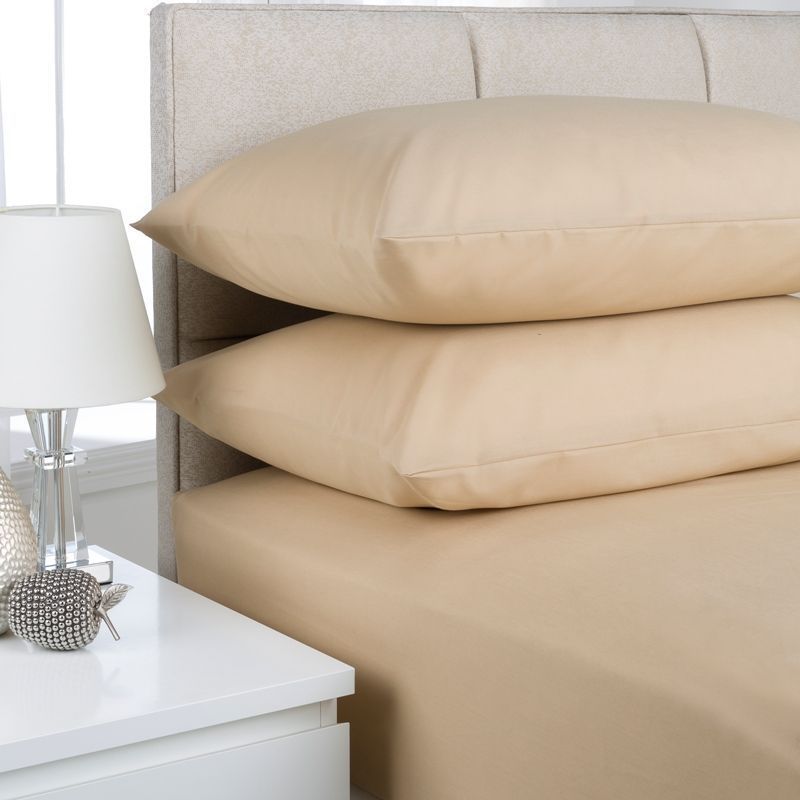 Plain Dyed Single Bed Fitted Sheet Beige